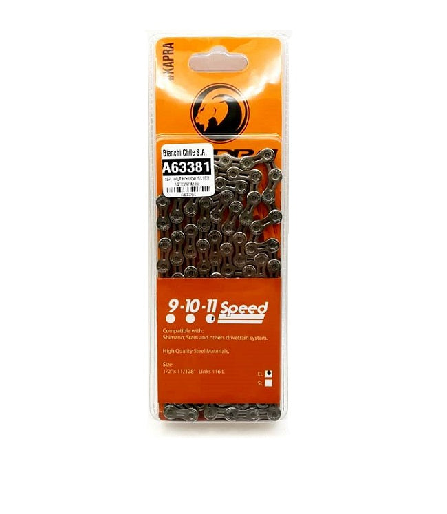 CADENA 11V PERFORADA SILVER 1/2"X3/32"X116L