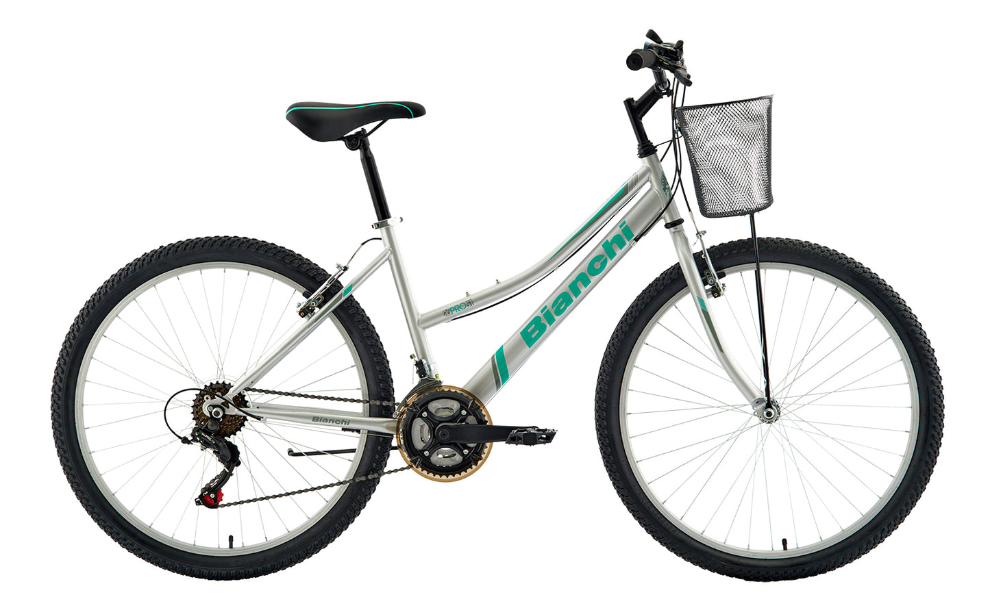 BICICLETA BIANCHI MTB PRO 26 ST LADY CON CANASTO PLATA