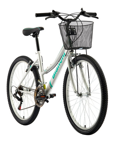 BICICLETA BIANCHI MTB PRO 26 ST LADY CON CANASTO PLATA