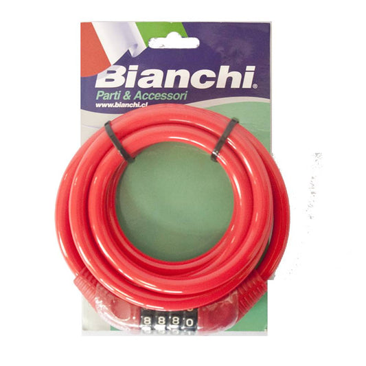 Candado Bianchi 422 10X1800 Neon Red C/Clave Intercamb