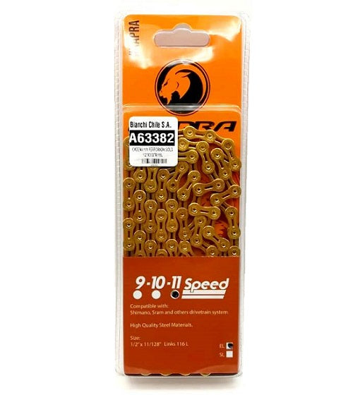 CADENA 11V PERFORADA GOLD 1/2"X3/32"X116L